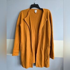 J Crew Women's Mustard Open Front Fall Sweater Small